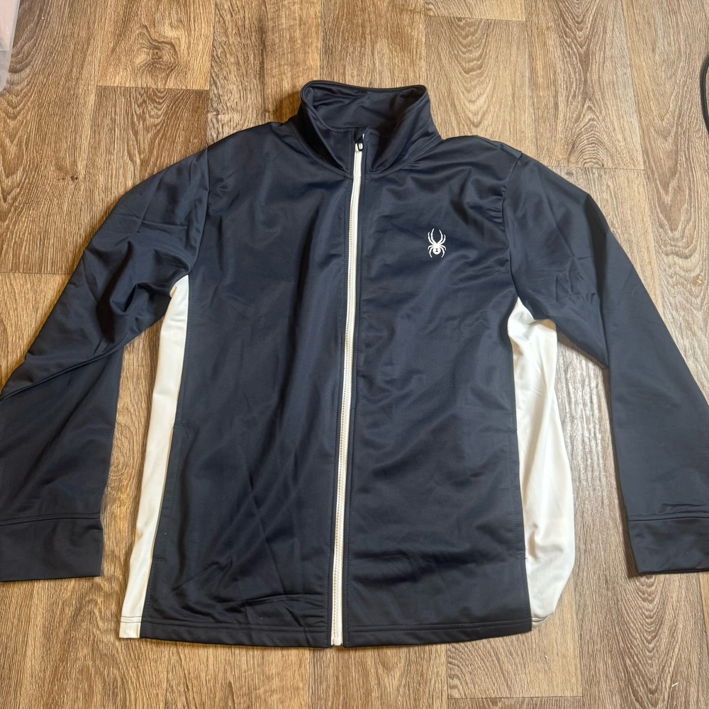 SPYDER STORM MENS FULL ZIP ATHLETIC TRACK JACKET Size Large‎ L NWT NAVY BLUE WHT